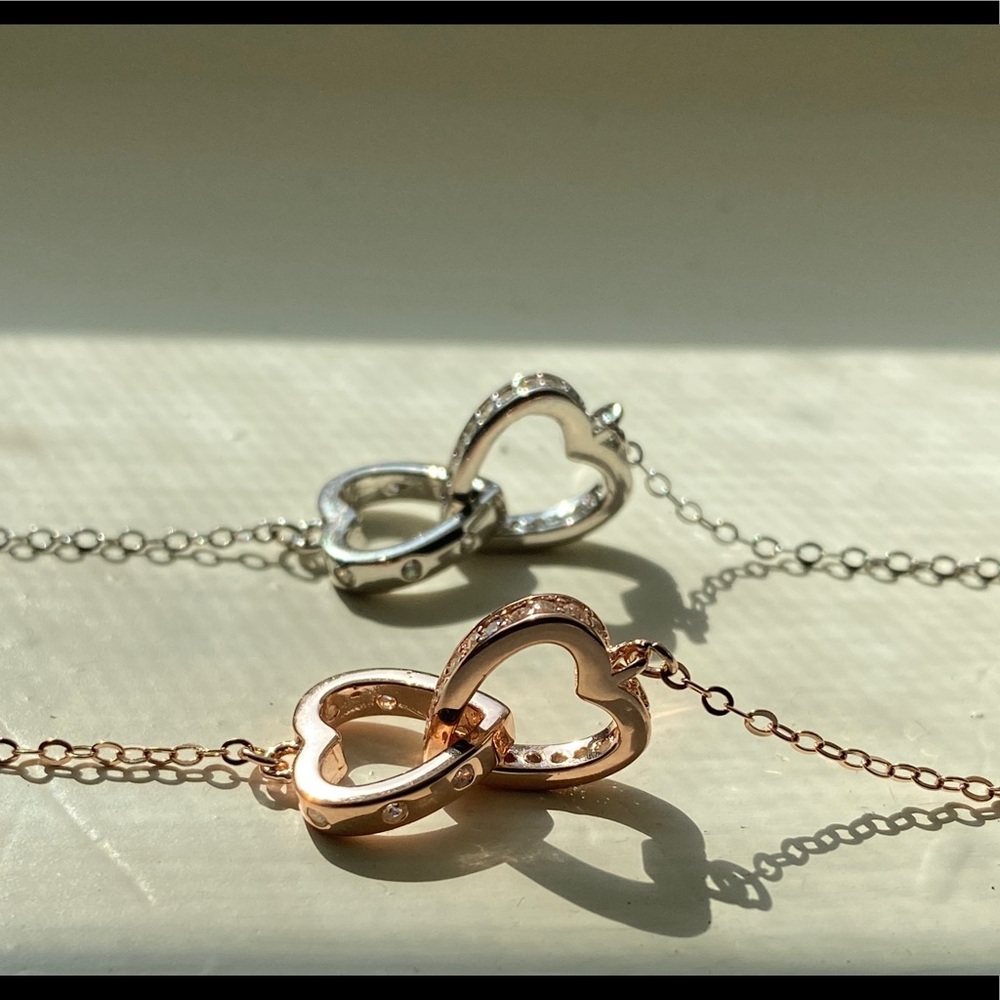 S925 Double Hearts Necklaces - sterling silver